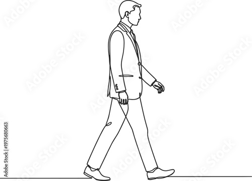 Man in Suit Falling Off Edge Continuous Line Drawing Minimalist