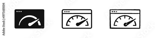 Website Speed and Performance Icon Set. Internet Connection Optimization and Page Load Time Symbols.
