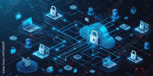 Digital Ecosystem with Connected Devices Illustration