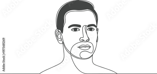 Single Line Drawing of a Man's Face in Profile with Minimalist Style