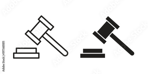 Gavel icon vector design set. Icon Symbol Black Outline and Solid