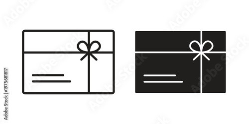 Gift card icon vector design set. Icon Symbol Black Outline and Solid