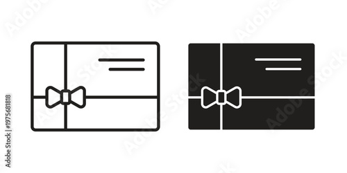 Gift card icon vector design set. Icon Symbol Black Outline and Solid