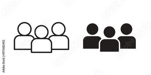 Group icon vector design set. Icon Symbol Black Outline and Solid
