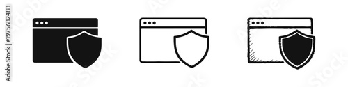 Web browser window with shield icon for website security and online protection.