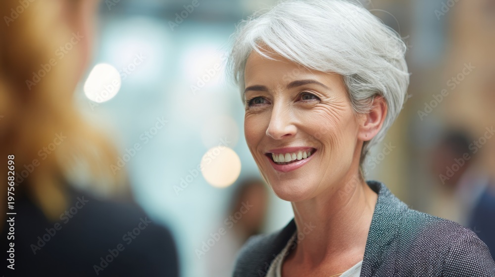 Fototapeta premium Woman smiling during a conversation
