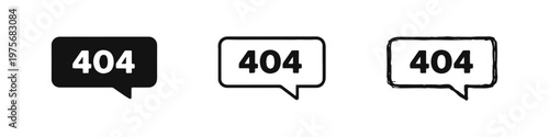 404 error message in a speech bubble, indicating page not found or broken link.