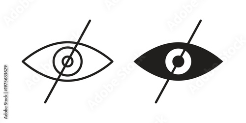 Hide icon vector design set. Icon Symbol Black Outline and Solid