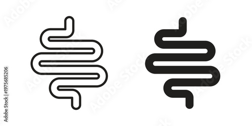 Intestine icon vector design set. Icon Symbol Black Outline and Solid