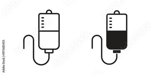 IV bag icon vector design set. Icon Symbol Black Outline and Solid