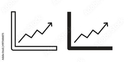 Line chart icon vector design set. Icon Symbol Black Outline and Solid