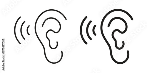 Listening icon vector design set. Icon Symbol Black Outline and Solid