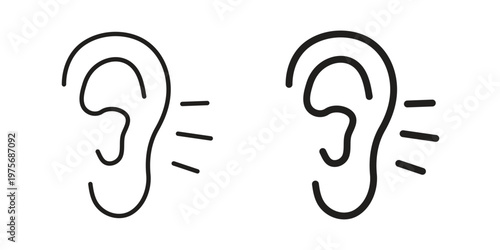 Listening icon vector design set. Icon Symbol Black Outline and Solid