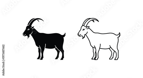 Goat vs Ibex Mountain Animals Guide Vector