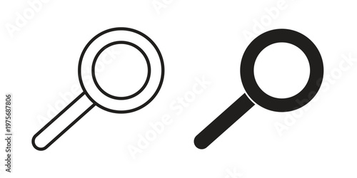 Loupe icon vector design set. Icon Symbol Black Outline and Solid