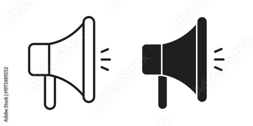 Megaphone icon vector design set. Icon Symbol Black Outline and Solid