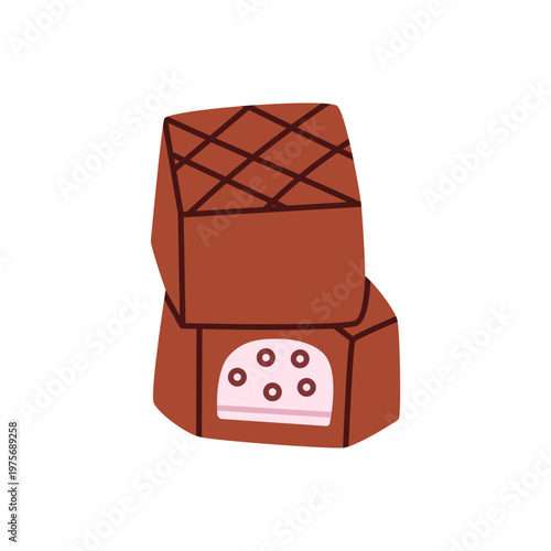 Chocolate candy and cut piece