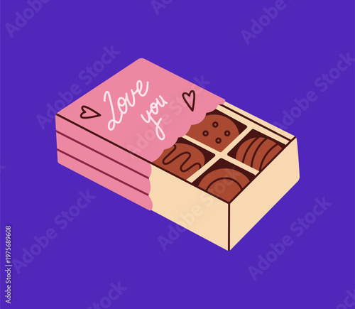 Chocolate candies in box