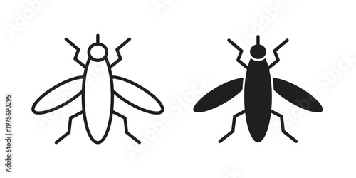 Mosquito icon vector design set. Icon Symbol Black Outline and Solid