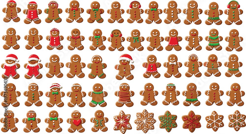 "Holiday Gingerbread Collection with Santa, Christmas Decorations, Scarves, and Festive Designs for Christmas, Winter, and Celebration Projects"