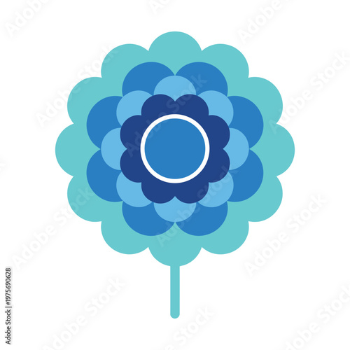Blue flower graphic with white circle center
