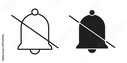 Notification off icon vector design set. Icon Symbol Black Outline and Solid