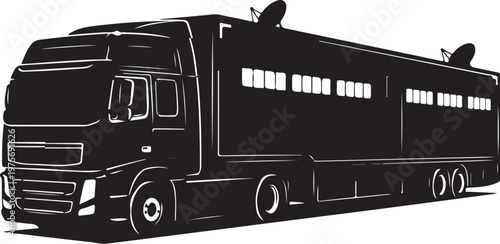 Truck, semi-truck, tractor-trailer, black, vector illustration, transportation, logistics