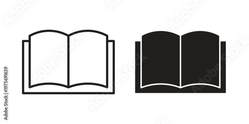 open book icon vector design set. Icon Symbol Black Outline and Solid