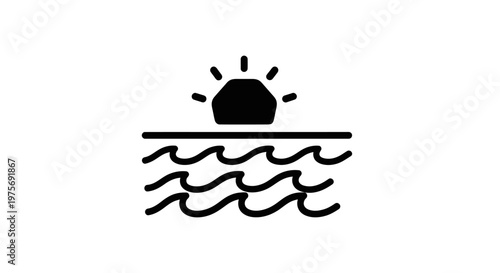 Simple black sun over water.