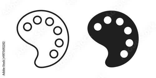 Palette icon vector design set. Icon Symbol Black Outline and Solid