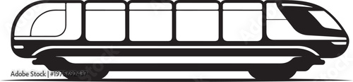 Monorail, train, transportation, icon, vector graphic, black and white