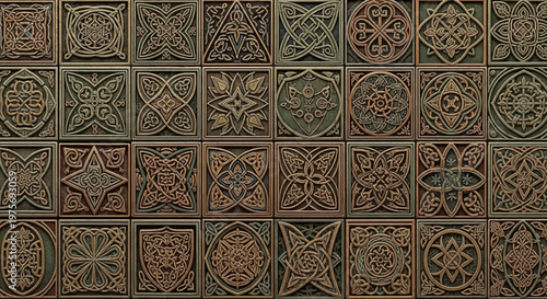Intricate Celtic Knotwork Tile Pattern - Ancient Decorative Square Motifs