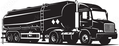 Black, tanker truck, semi-truck, vehicle, illustration, icon, silhouette