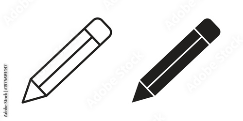 Pencil icon vector design set. Icon Symbol Black Outline and Solid
