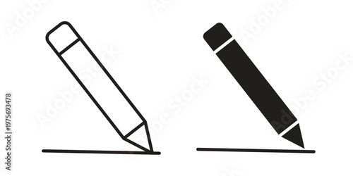 Pencil icon vector design set. Icon Symbol Black Outline and Solid