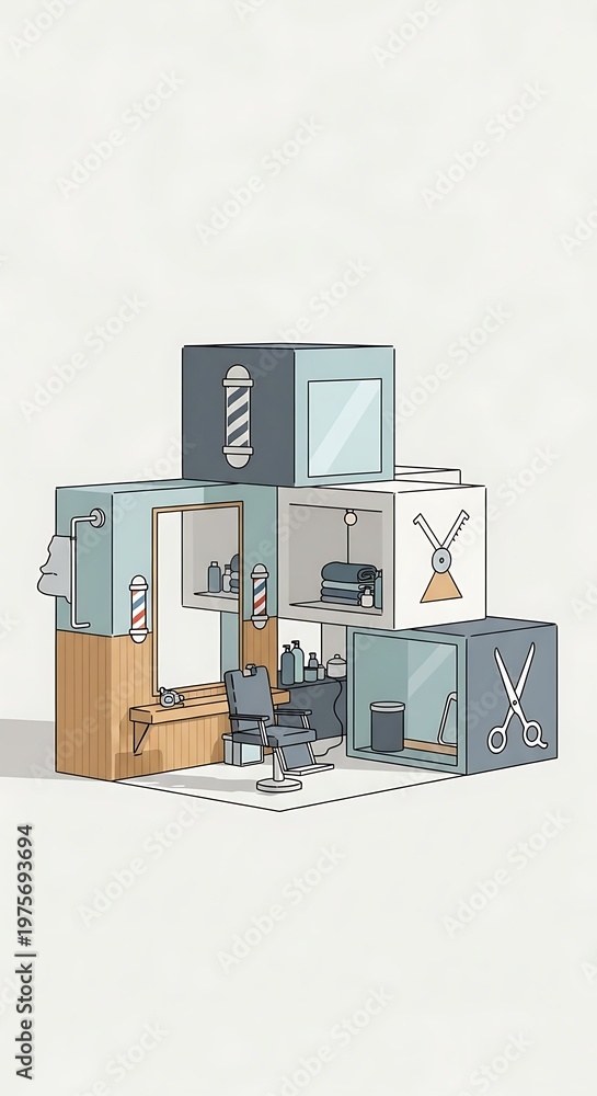 Fototapeta premium Barbershop Interior Design - A Modern and Stylish Concept.
