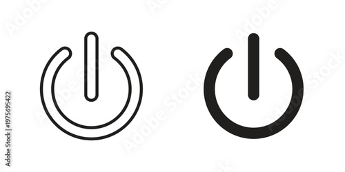 Power button icon vector design set. Icon Symbol Black Outline and Solid