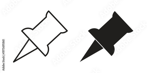 Push pin icon vector design set. Icon Symbol Black Outline and Solid