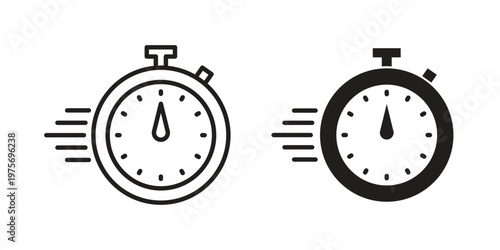 Quick time icon vector design set. Icon Symbol Black Outline and Solid