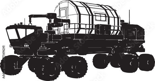 Industrial vehicle, heavy duty truck, large tractor, transportation illustration