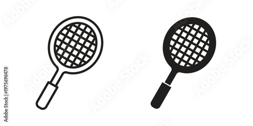 Racket icon vector design set. Icon Symbol Black Outline and Solid