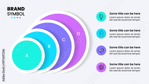 Infographic template. 4 growing circles with icons