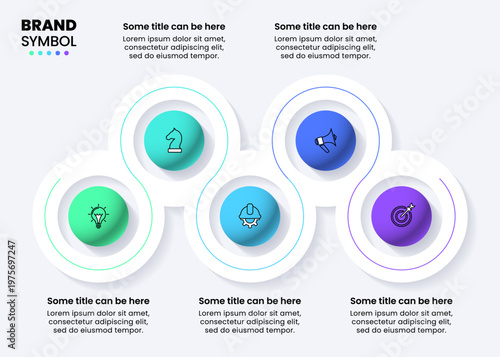 Infographic template. Rings with 5 circles and icons