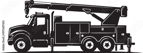 Tow truck, crane truck, vehicle silhouette, industrial transport, heavy duty