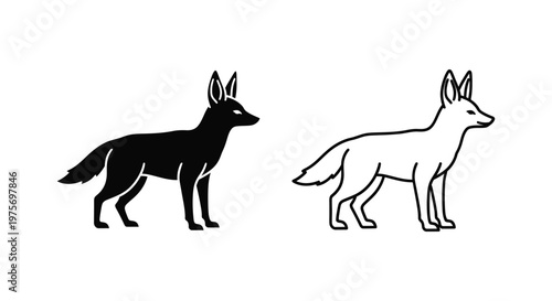 Wild Canine Species Comparison Guide Vector