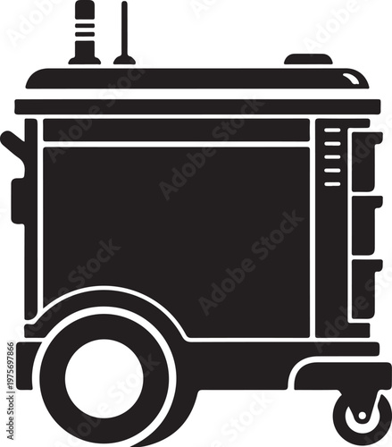 Black food cart icon, vector food truck, black food trailer, modern food vendor