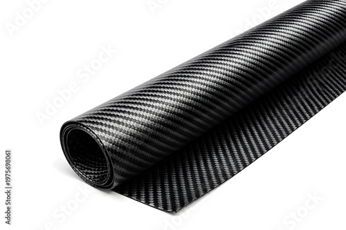 Roll of Black Twill Weave Carbon Fiber Fabric Sheet - 3D Industrial Background