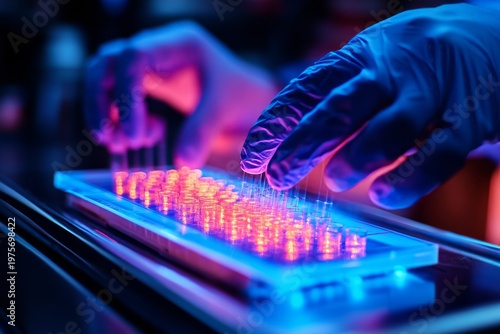 selective focus industrial laboratory assembling diagnostic kits with precision