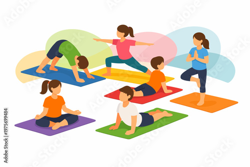 Children Practicing Yoga Poses in a Group Physical Education Class