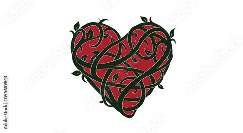 Entangled heart a sketch of love and pain representing complex emotions and vulnerability in a raw form